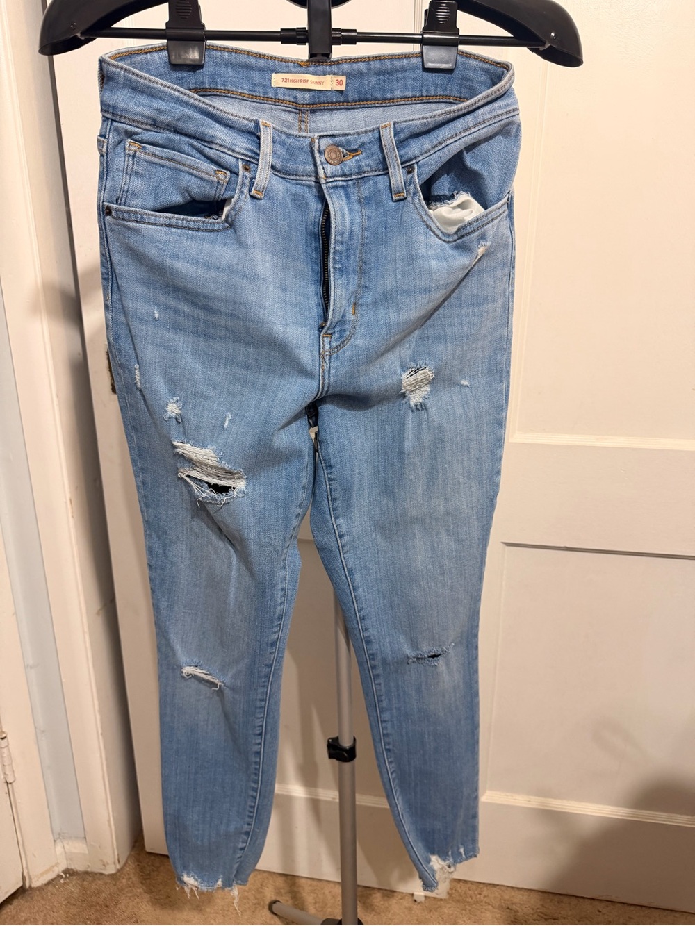 Levi's Light Blue Distressed Skinny Jeans